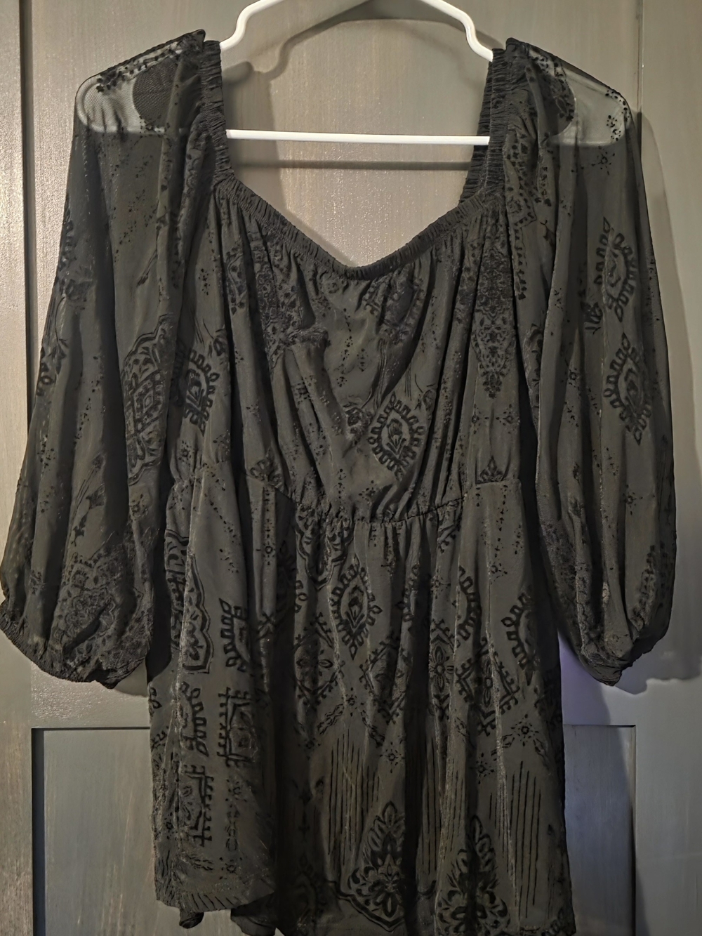 Torrid Black Sheer Textured Blouse
